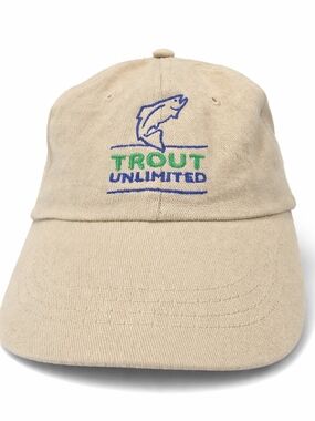 Trout Unlimited Fishing Hat Khaki Adjustable Strapback Outdoor Dad Cap Cotton